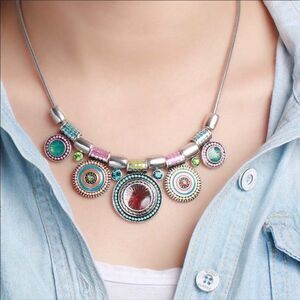 NEW Tribal Geo Design Vibrant Colored Necklace